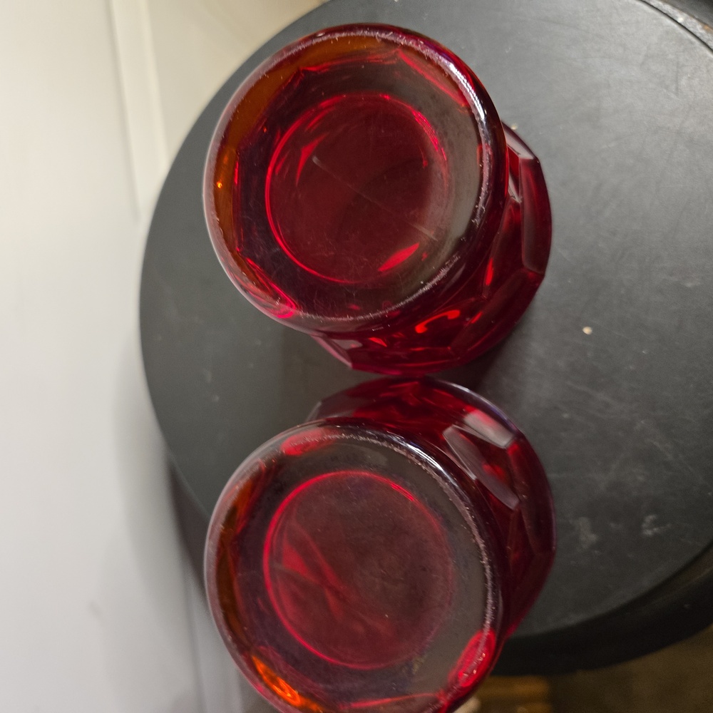 Viking Glass Georgian Ruby Tumblers Set Of Two Vintage Drinking Glasses - Picture 7 of 7